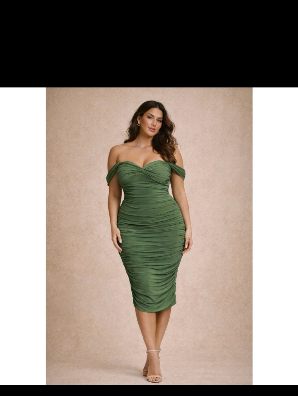 Norma Kamali Walter Shirred Midi Dress with Winglet Sleeves Ruched Bodycon Small